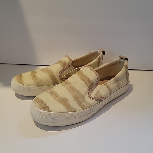 SPERRY Shoes Women Sz 8.5 CREST TWIN GORE Striped SLIP ON SNEAKERS - Picture 1 of 6